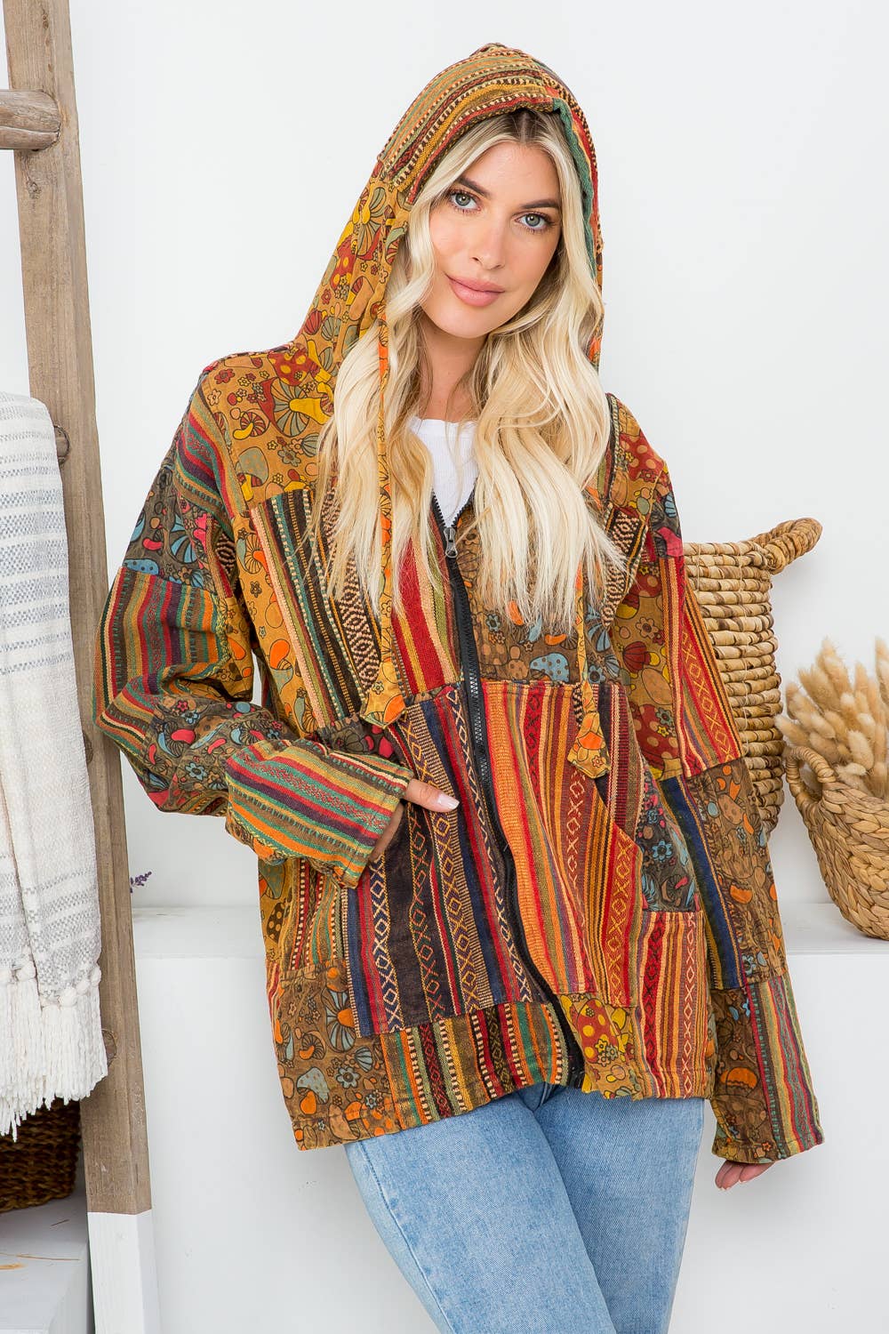 Kathmandu Imports - Plus Size - Patchwork Hoodie Jacket (KT-1356)