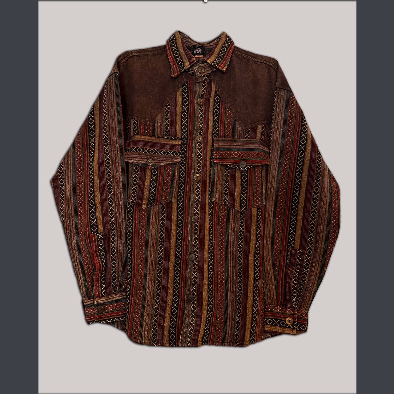 Jayli Clothing - Two Tone Heavy Cotton Patchwork Button Up Men's shirt