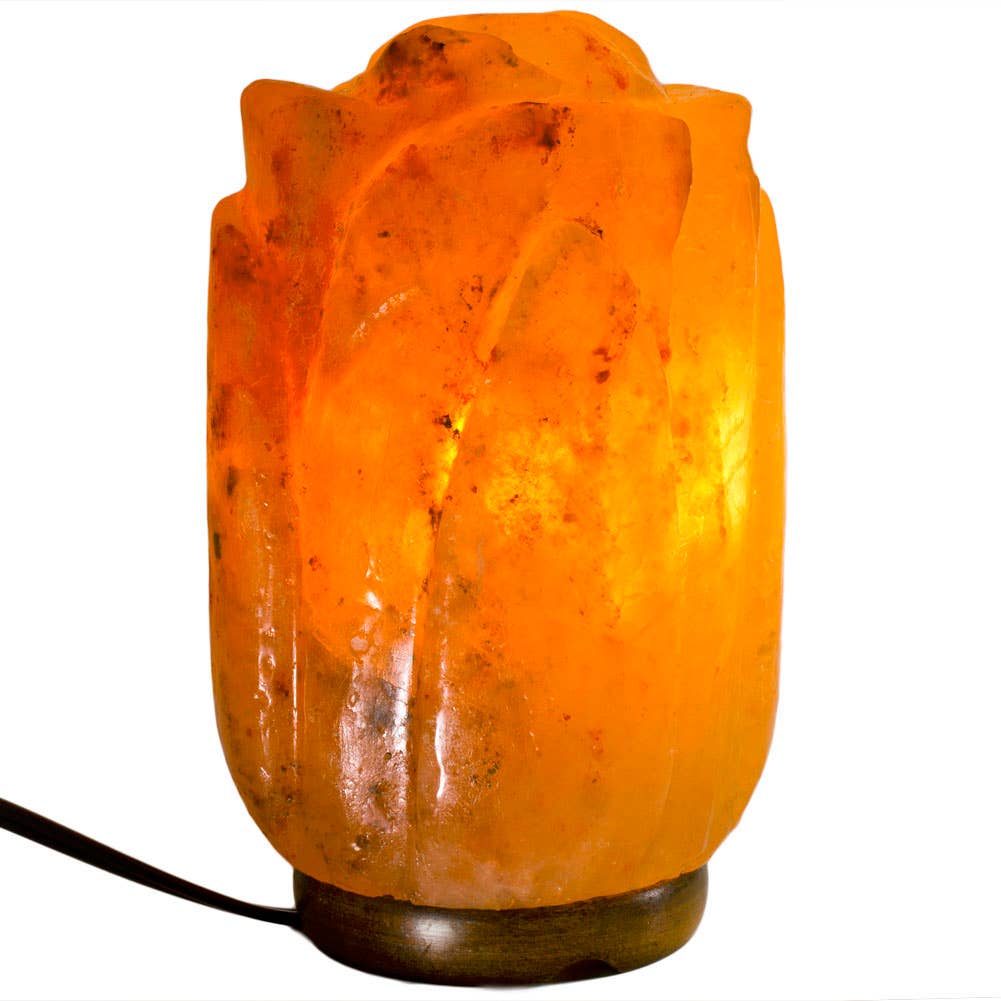 Fantasia Mining - Tea Rose Shaped Salt Lamp  - 7" avg. - Cord, Bulb, Dimmer
