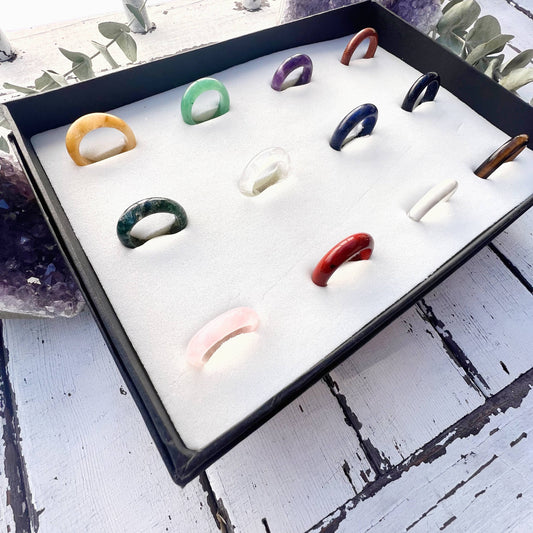 Gypsy Soul - Gemstone Band Ring Set - Assortment 12 Pcs