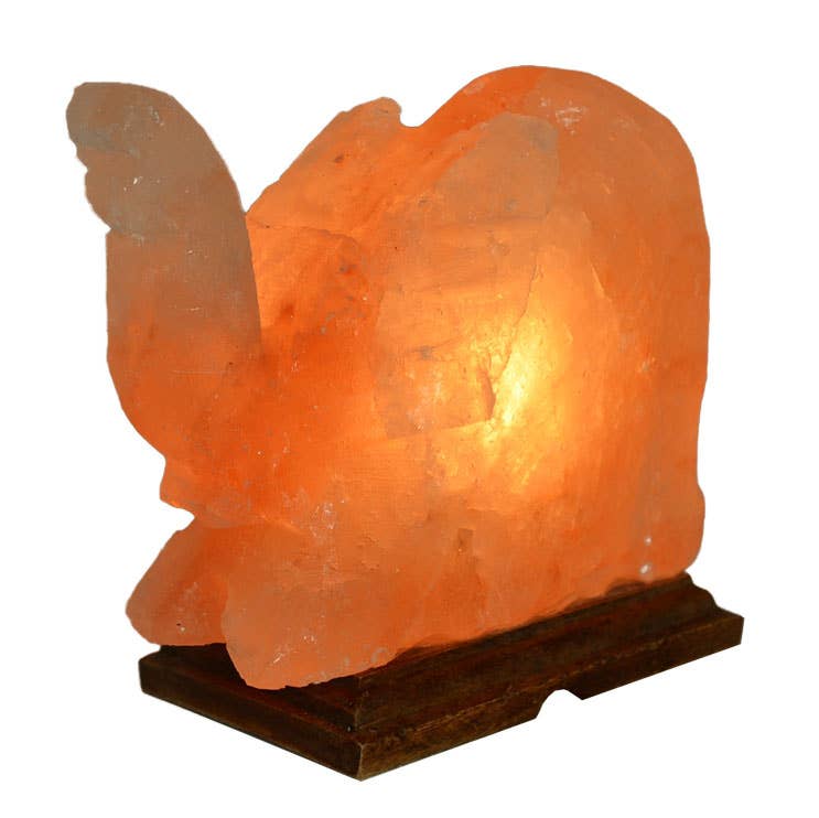 Fantasia Mining - Elephant Shaped Salt Lamp  - 9" avg. - Cord, Bulb, Dimmer