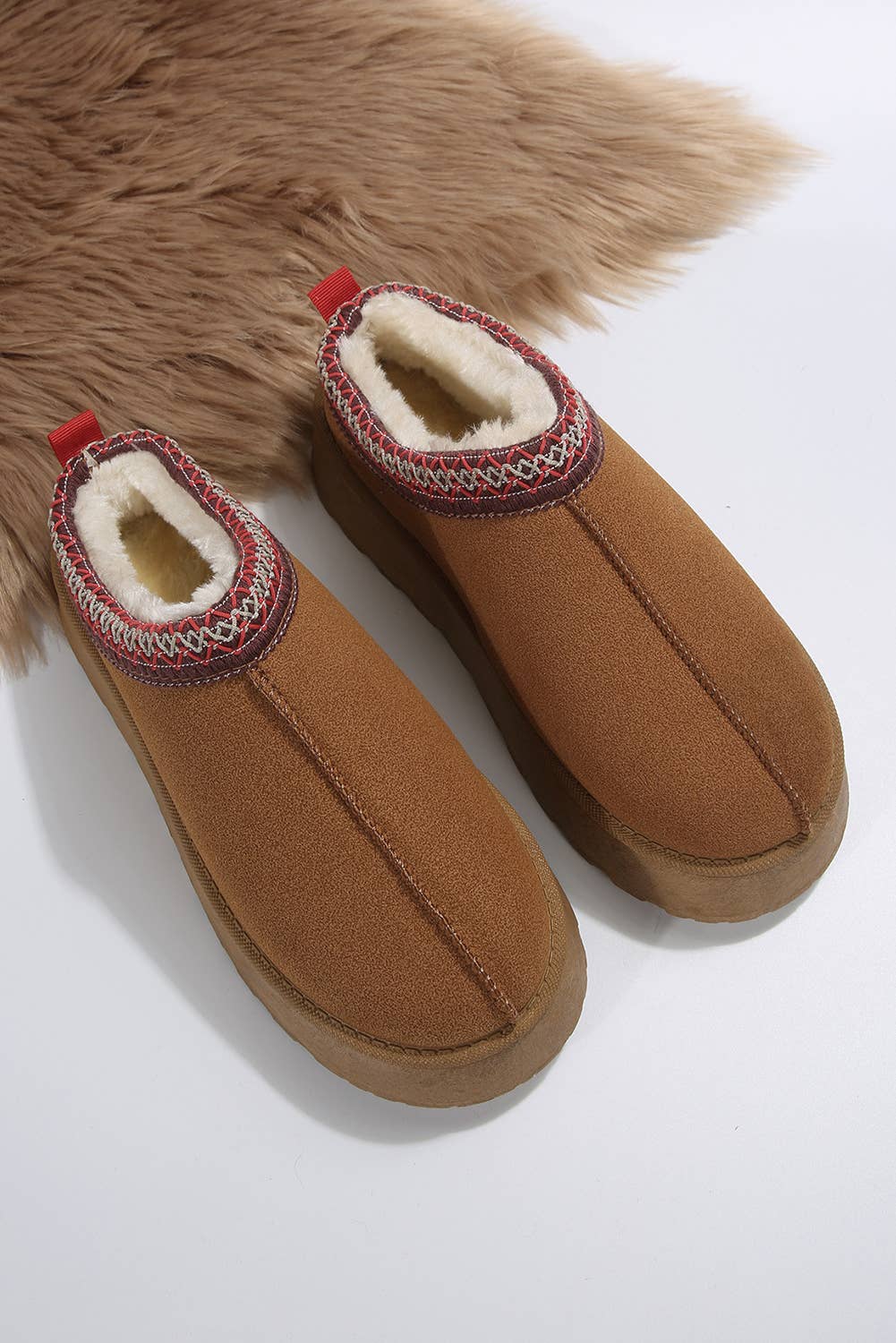 1 the Woman - Contrast Print Suede Plush Lined Snow Boots
