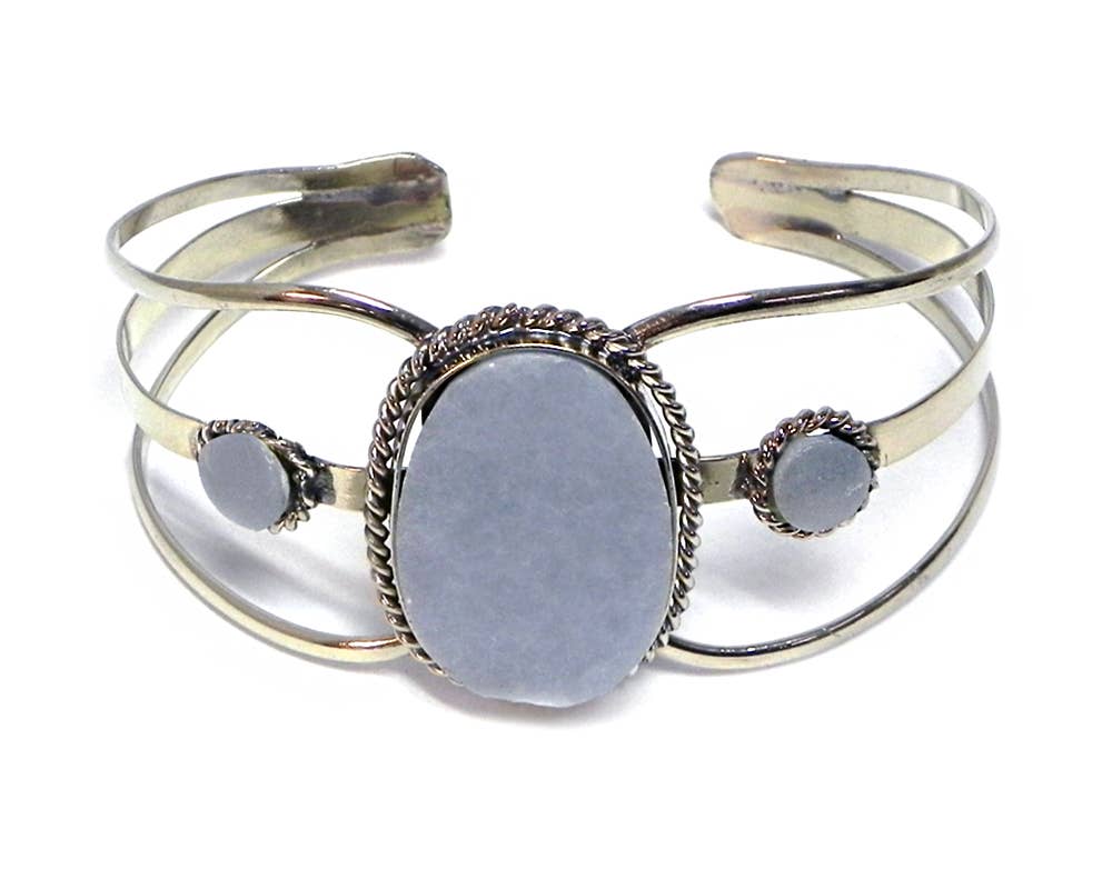 Pichincha - Large Stone Wide Metal Cuff Bracelet