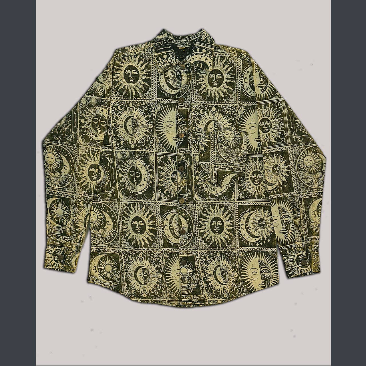 Jayli Clothing - Cotton Long Sleeve Men's Mantra Celestial Print Shirt