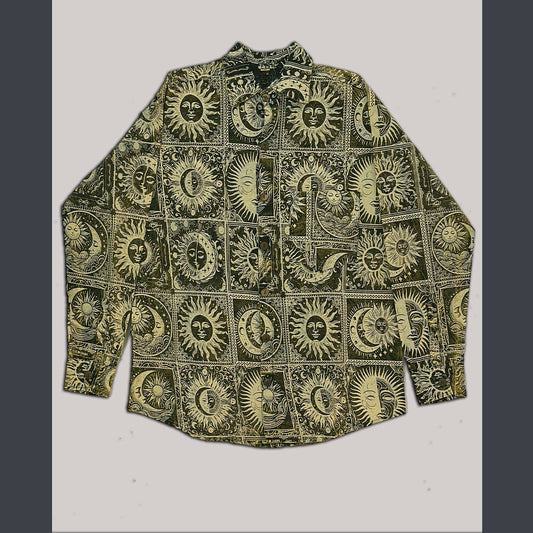 Jayli Clothing - Cotton Long Sleeve Men's Mantra Celestial Print Shirt