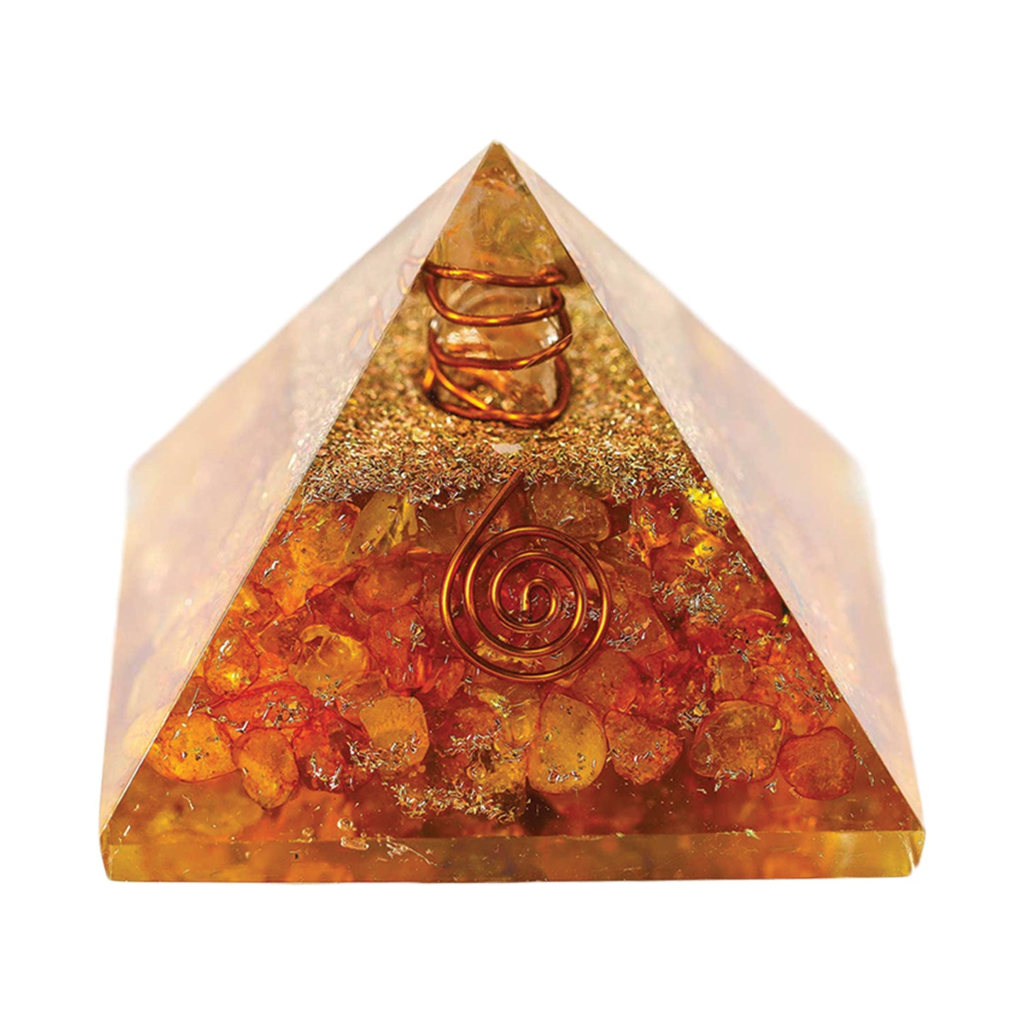 Orgonite Crystal Pyramid w/ Copper (60 - 70 mm.) - Citrine