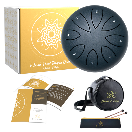 Sounds Of Silence Drums - Steel Tongue Drum, Songbook, Carry Bag, Mallets, Gift Box