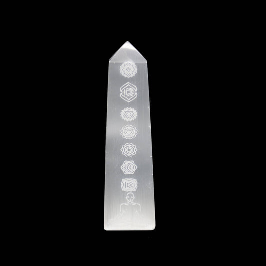 Selenite Tower (6 in.) - 7 Chakras