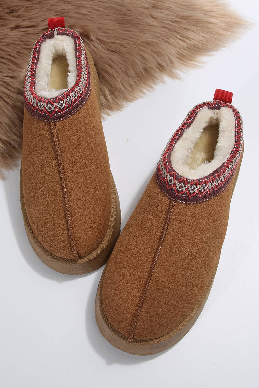 1 the Woman - Contrast Print Suede Plush Lined Snow Boots