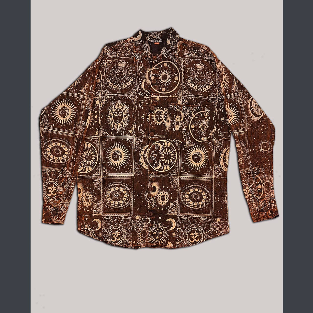 Jayli Clothing - Cotton Long Sleeve Men's Mantra Celestial Print Shirt
