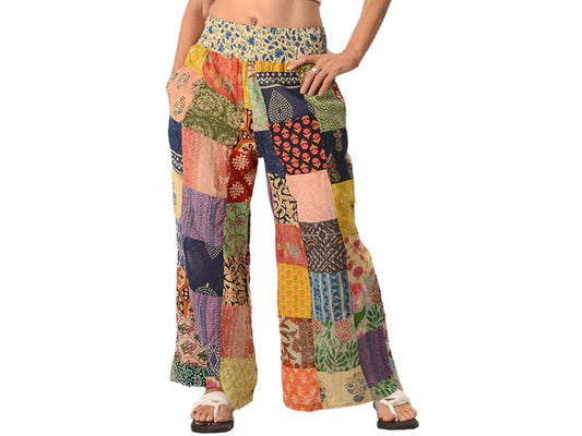 Gypsy Rose - Cotton Print Patchwork Flare Pants