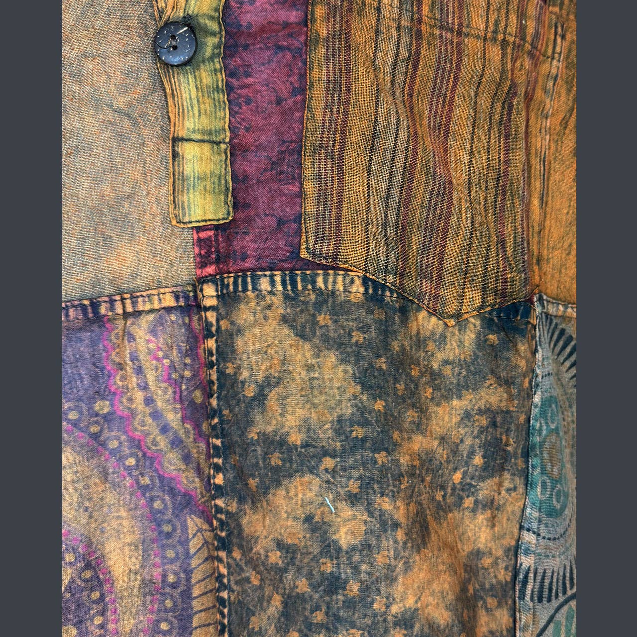 Jayli Clothing - Jaypuri Patchwork Overdyed Cotton Men’s Hippie Shirt
