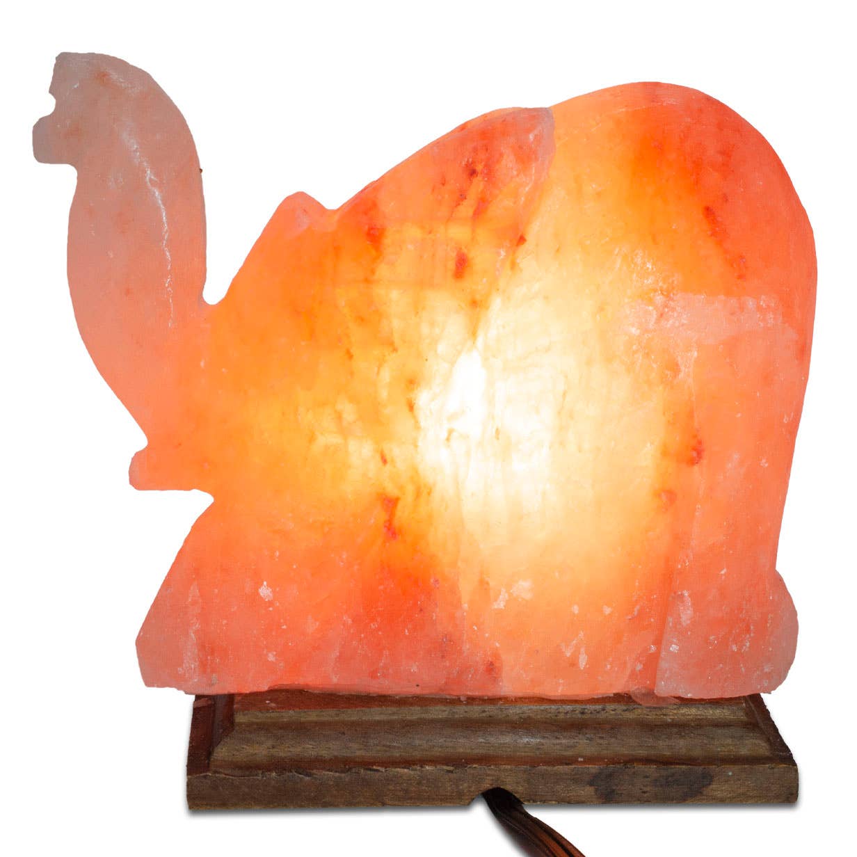Fantasia Mining - Elephant Shaped Salt Lamp  - 9" avg. - Cord, Bulb, Dimmer