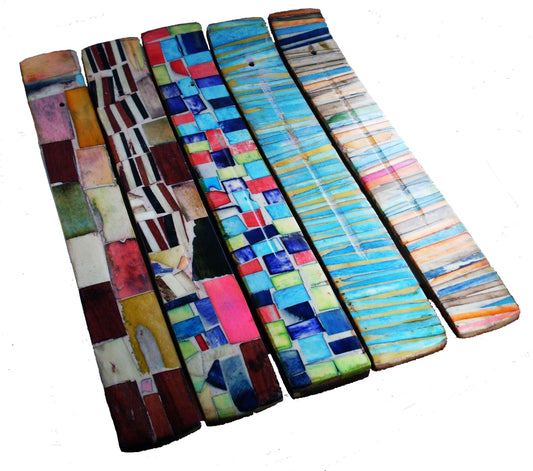 Bone Inlay Wood Incense Holder