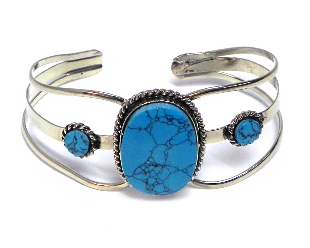 Pichincha - Large Stone Wide Metal Cuff Bracelet