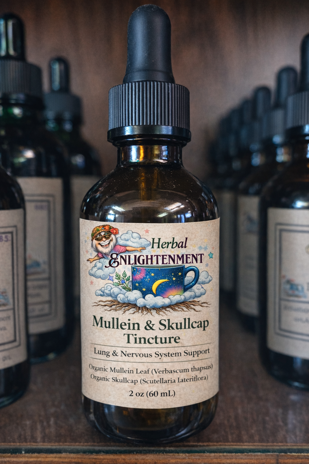 mullein skullcap herbal tincture botanical extract herbal enlightenment