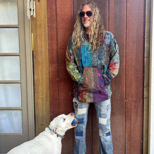 Jayli Clothing - Boho Hippie Cotton Patchwork Mushroom Print Pullover Hoodie