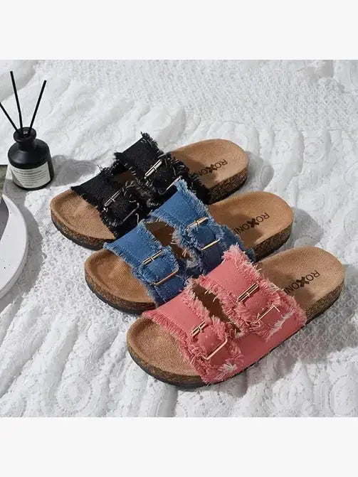 Women's Comfort Flat Sandals Double Buckle Adjustable Straps (Copy)