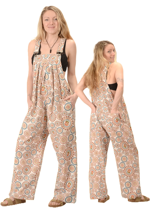 Gypsy Rose - Cotton Mushroom Burst Print Overalls