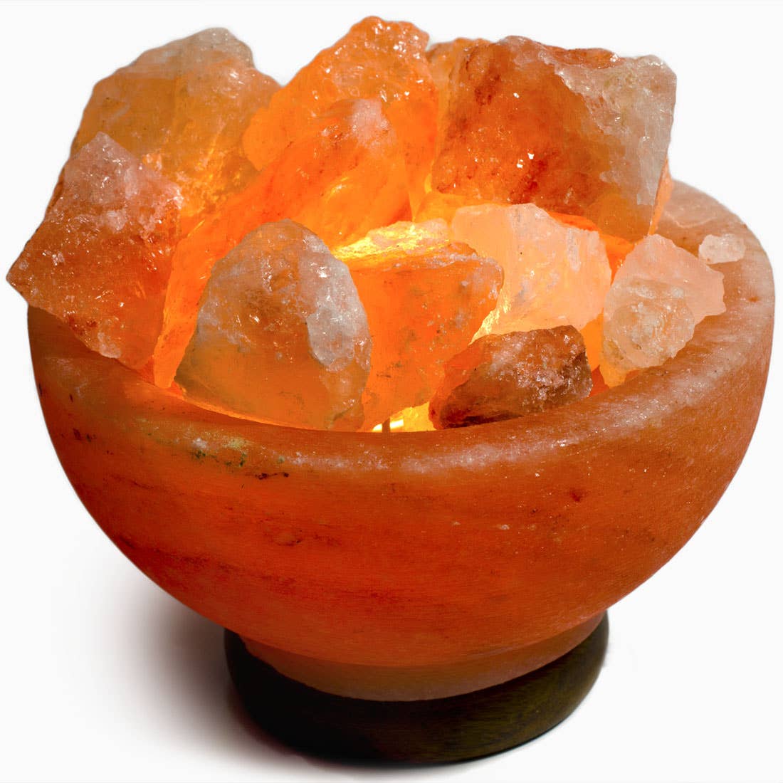 Fantasia Mining - Fire Bowl w/ Chunks Salt Lamp  - 7" avg. -Cord, Bulb, Dimmer