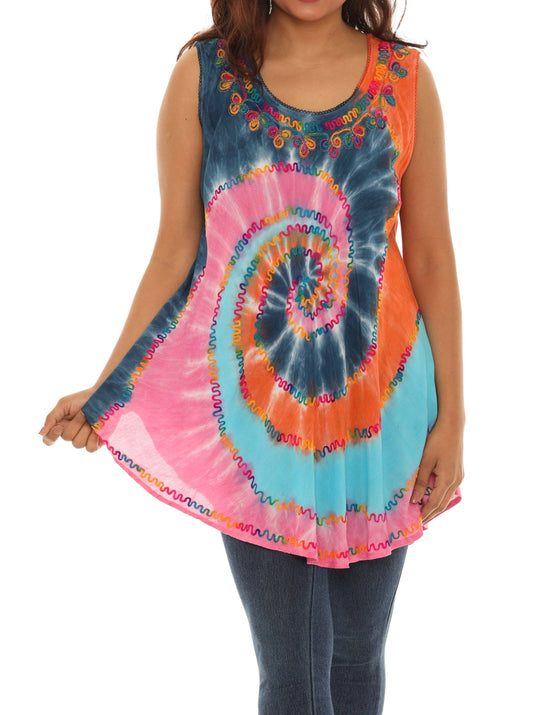 Shoreline Wear. INC - Tie-Dye Swirl Sleeveless Scoop Neck Top