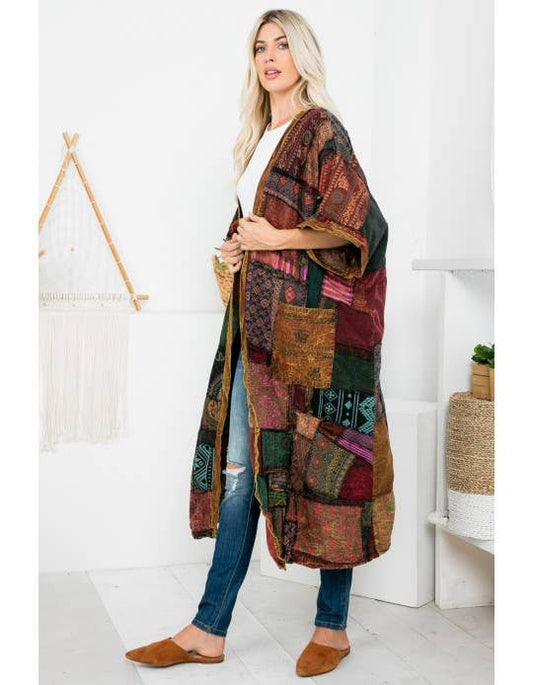 Kathmandu Imports - Womens Clothing - Patchwork Long Jacket (TH-1657)