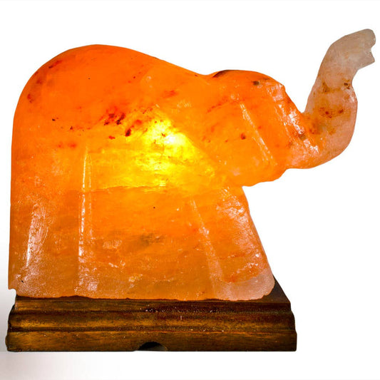 Fantasia Mining - Elephant Shaped Salt Lamp  - 9" avg. - Cord, Bulb, Dimmer