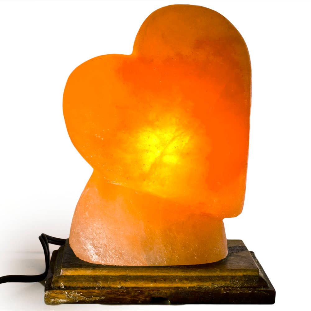 Fantasia Mining - Heart Shaped Salt Lamp  - 10" avg. - Cord, Bulb, Dimmer