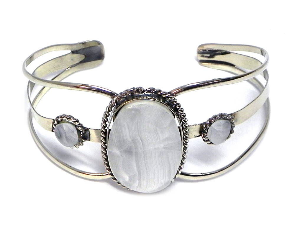 Pichincha - Large Stone Wide Metal Cuff Bracelet