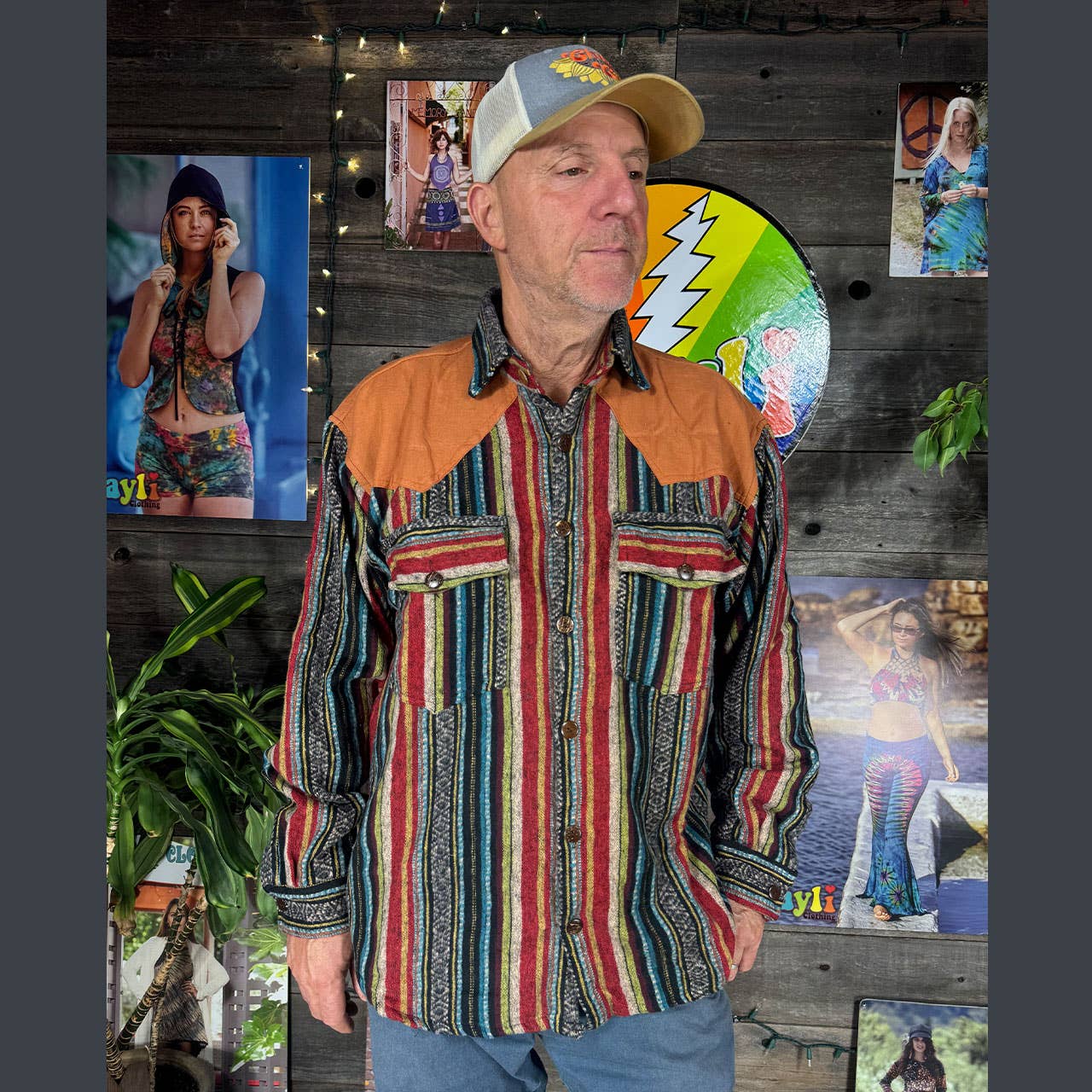 Jayli Clothing - Two Tone Heavy Cotton Patchwork Button Up Men's shirt