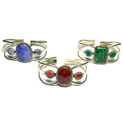 Pichincha - Large Stone Wide Metal Cuff Bracelet