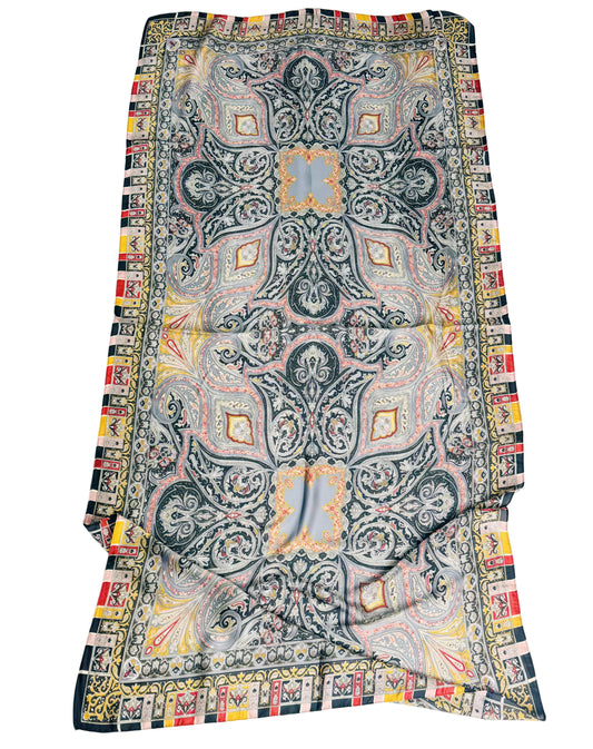 JC Sunny Fashion - JC023333 Silky Paisley Artwork Scarf/Shawl
