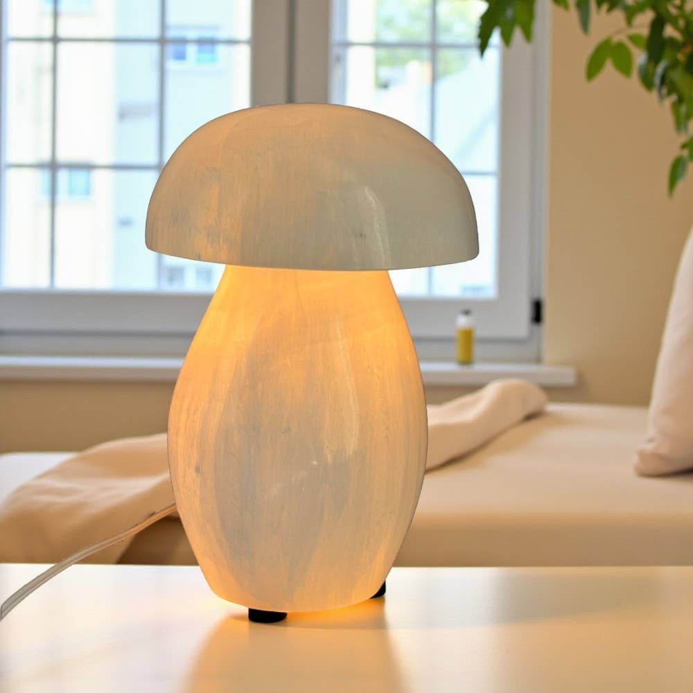 Earths Elements Wholesale - Selenite - Lamp, Large Mushroom
