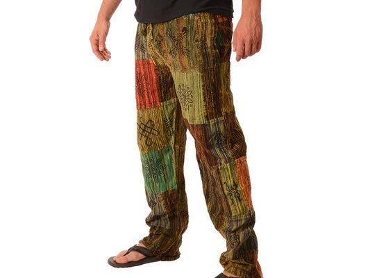 Gypsy Rose - Everyday People Men's Patchwork Cotton Pants w/ Block Print