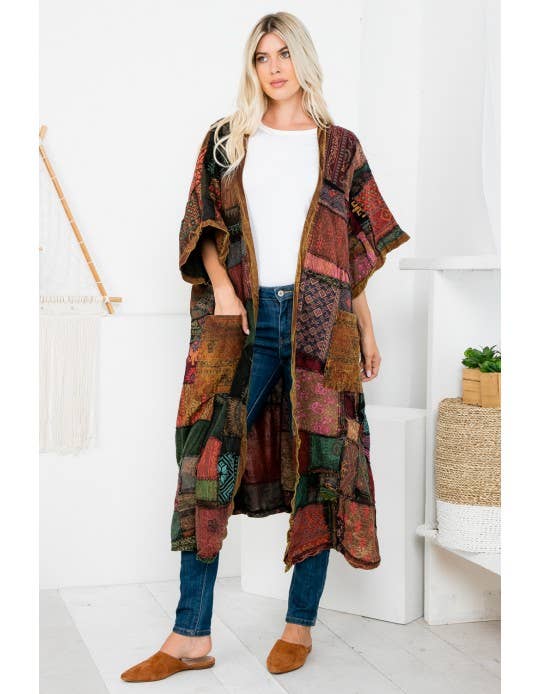 Kathmandu Imports - Womens Clothing - Patchwork Long Jacket (TH-1657)