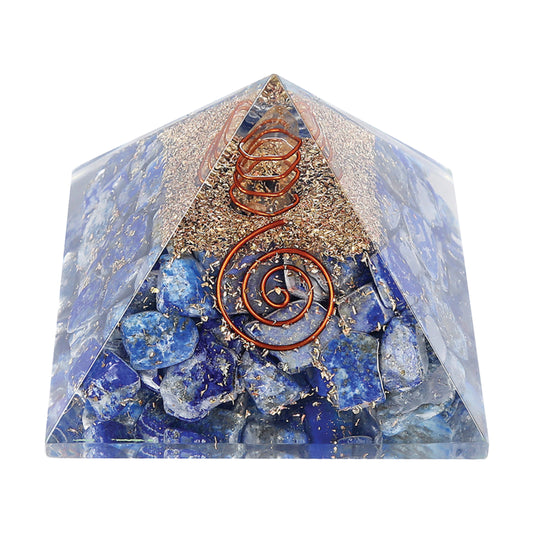 Orgonite Crystal Pyramid w/ Copper (60-70 mm.) - Lapis Lazul
