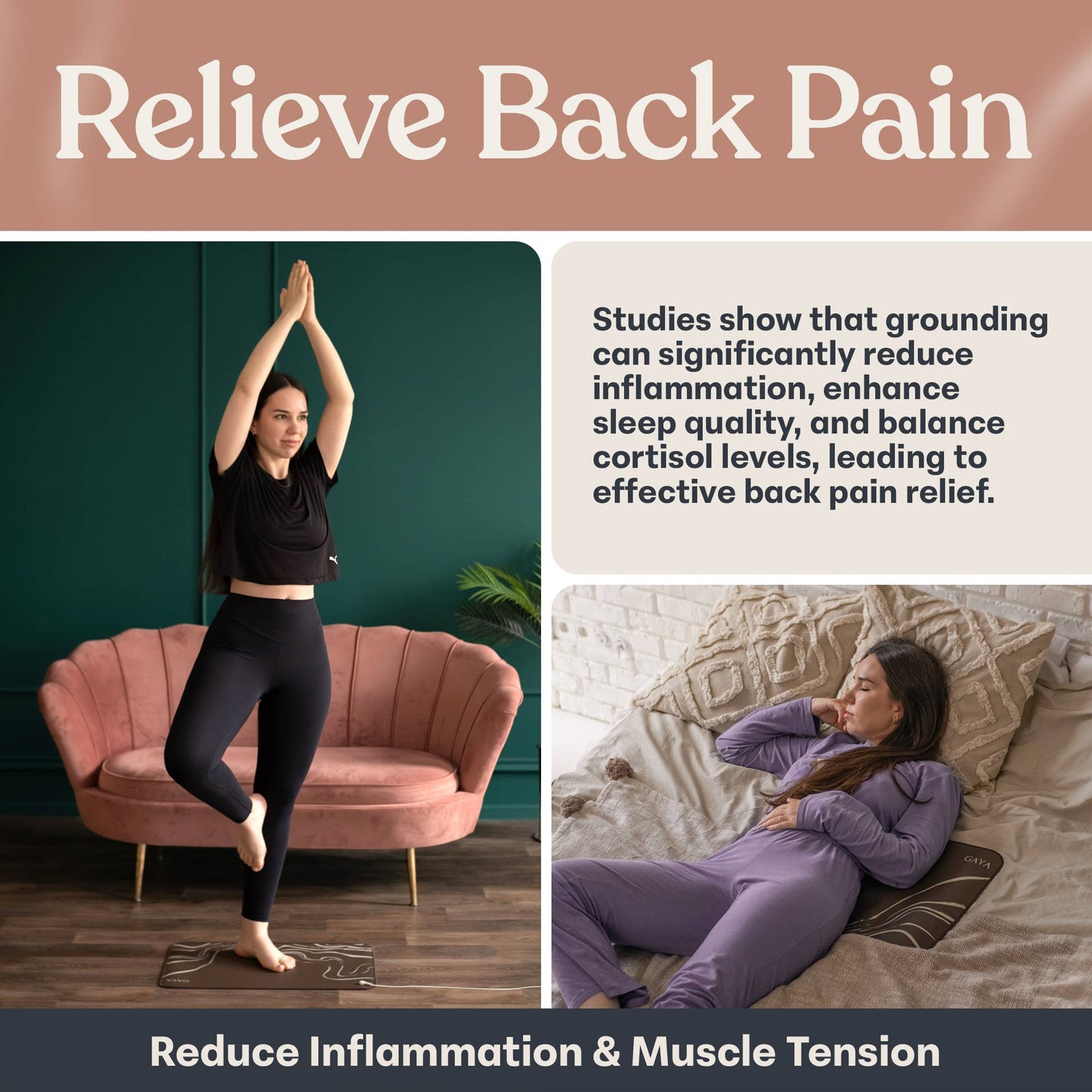 GAYA - Grounding Mat - Improve Sleep & Reduce inflammation, Natural