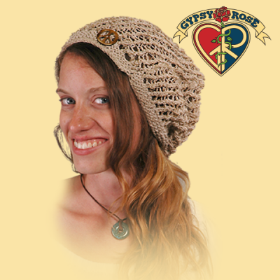 Gypsy Rose - HEMP AND COTTON HEAD SOCK WITH BONE PEACE BUTTON