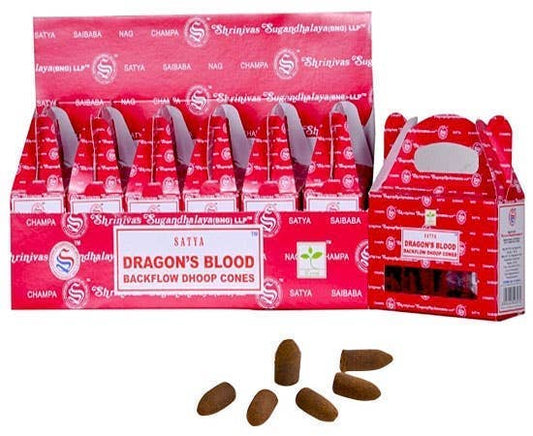 GREENROOTS USA LLC - Satya Dragons Blood Backflow Incense Cones - 24 Cones Pack