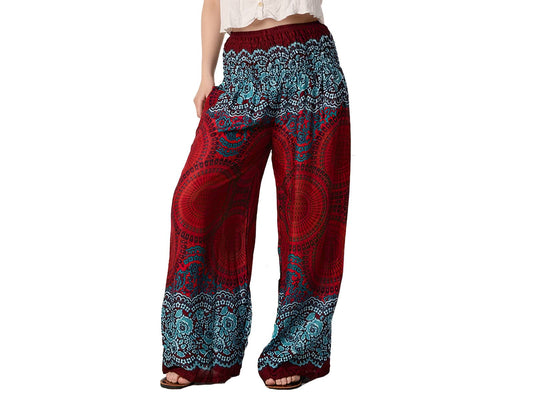 Gypsy Rose - Honeycomb Mandala Print Rayon Wide Leg Pants