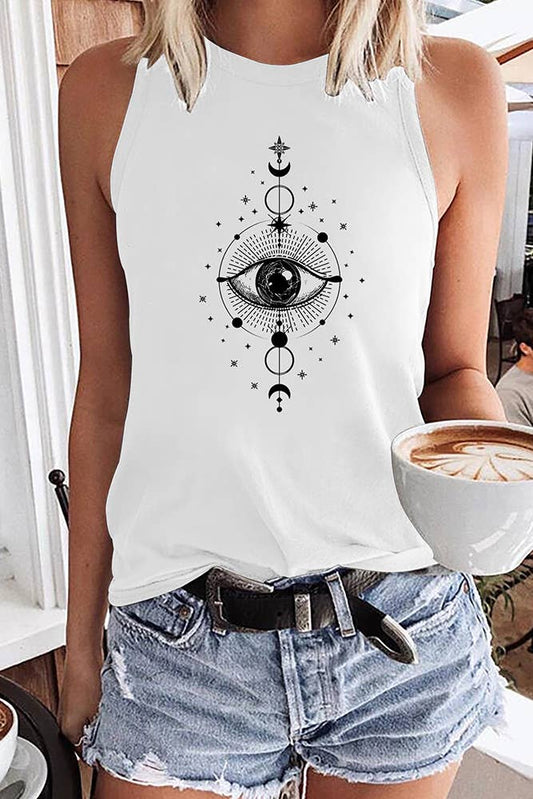 UNISHE - All Seeing Eye Print Sleeveless Graphic Tank Top STC125C185