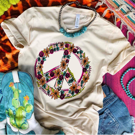THE LATTIMORE CLAIM - Peace Sign with Flowers - Cream
