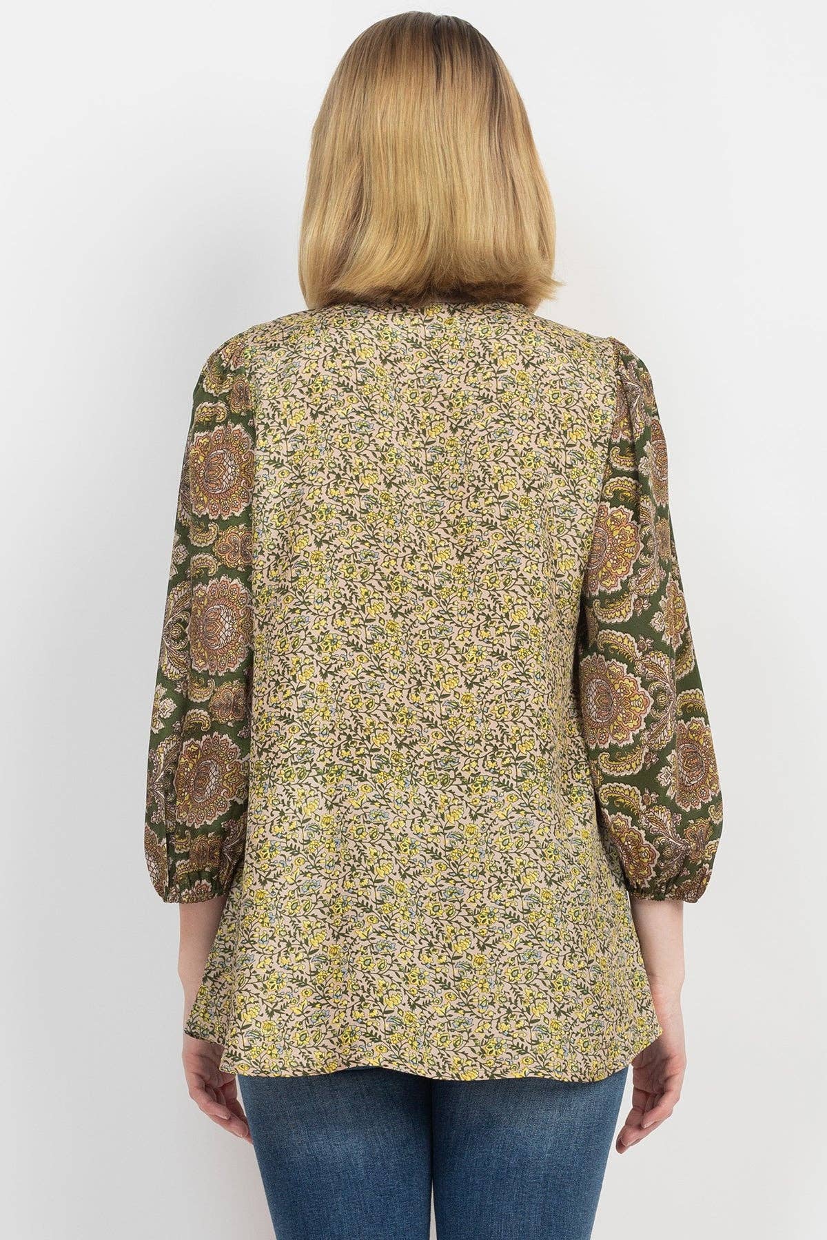 Lakhays Collection Inc. - Puffed Sleeve Patchwork Blouse