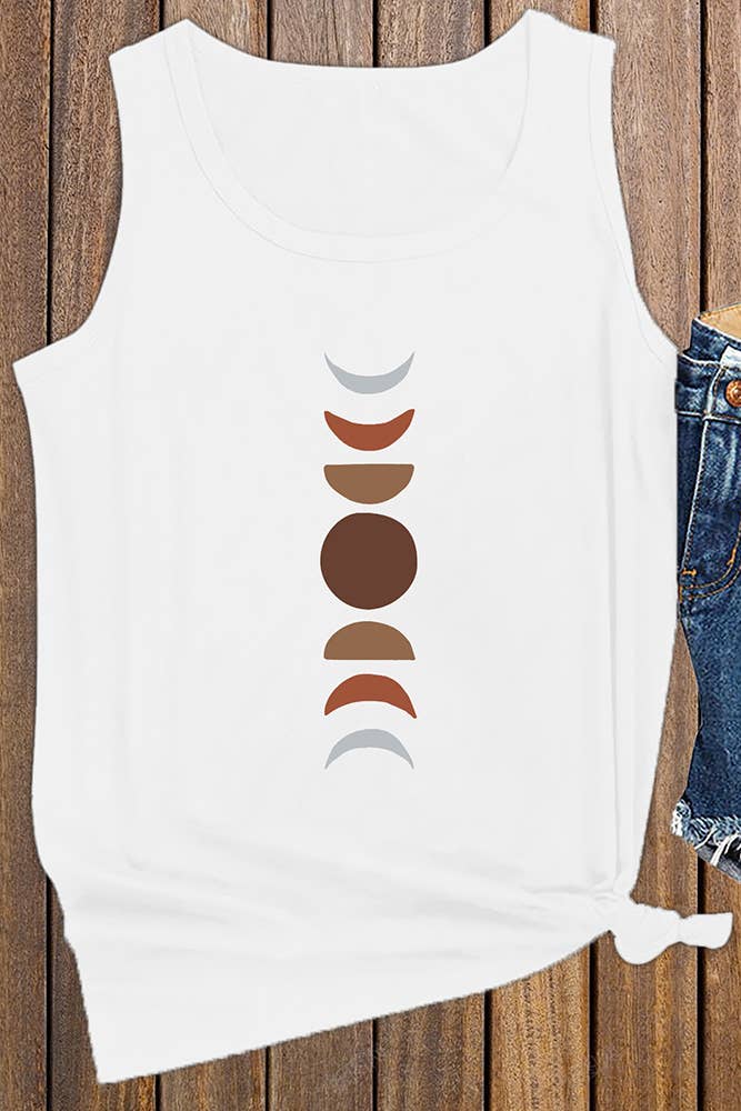 UNISHE - Terra-cotta Moon Phase Graphic Tank Top STC125C164